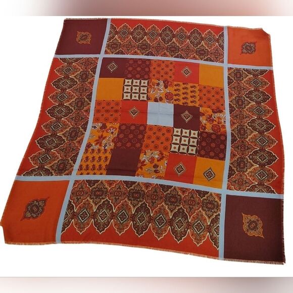 Unknow Accessories - Vintage Colorful Patchwork Square Scarf